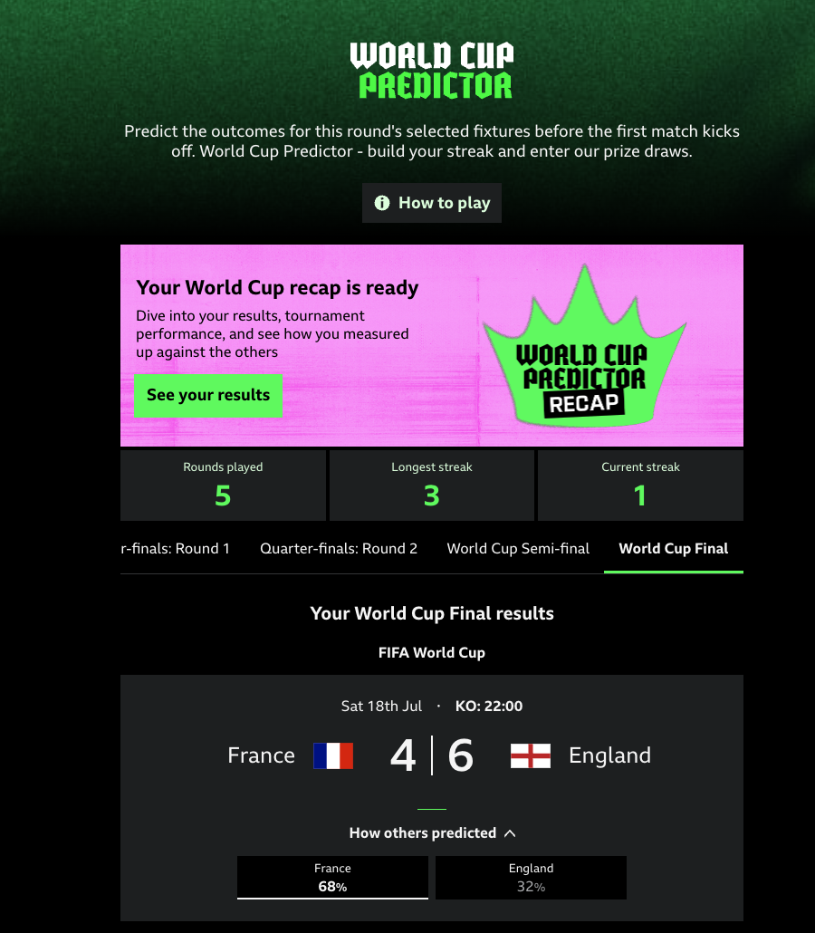 Predict branding A/B test screenshot